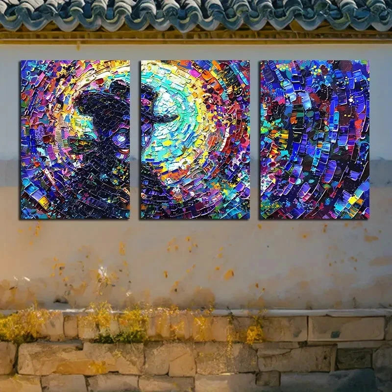 3pcs Vibrant Mystery Dance Abstract Design Metal Print Ready to Hang Art