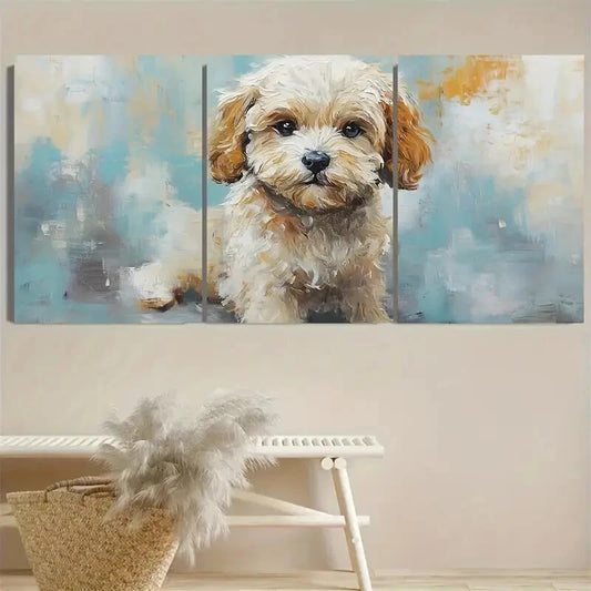 3pcs Cockapoo Dog Pet Modern Illustration Metal Print Ready to Hang Art