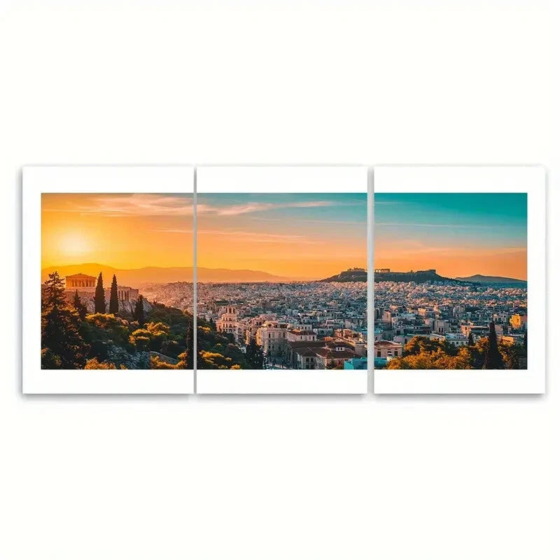 3pcs Athens, a Boarding Pass Print Location Metal Print Ready to Hang Art
