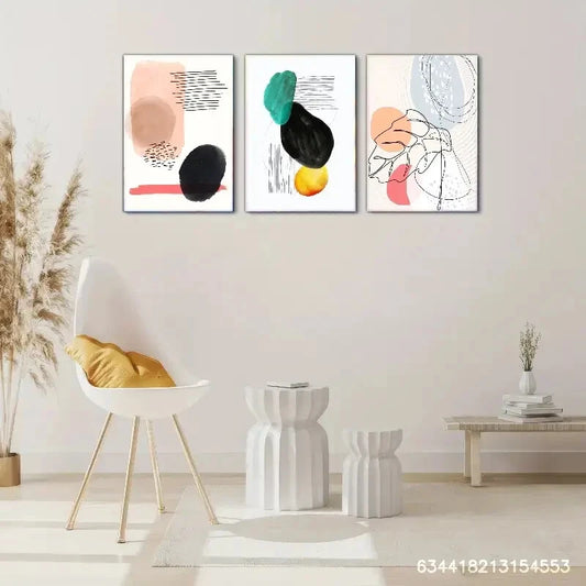 3pcs Abstract Pattern and Lines Decoration Metal Print Ready to Hang Art