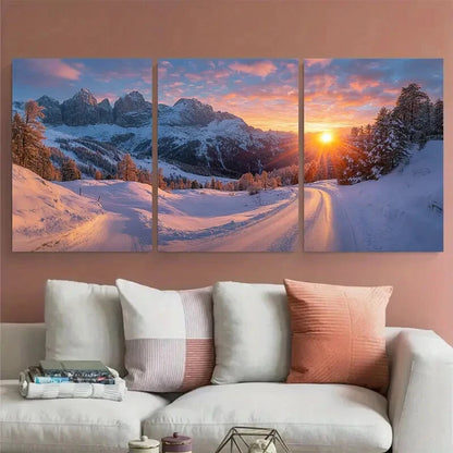 3pcs Alpine Highlands Sunlit Sky Metal Print Ready to Hang Art