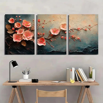 3pcs Pink Vine & Cherry Blossom Modern Perfect Wall Art Set Canvas Framed 40x60cm - High Quality Print 100% Australian Made Wall Canvas Ready to Hang