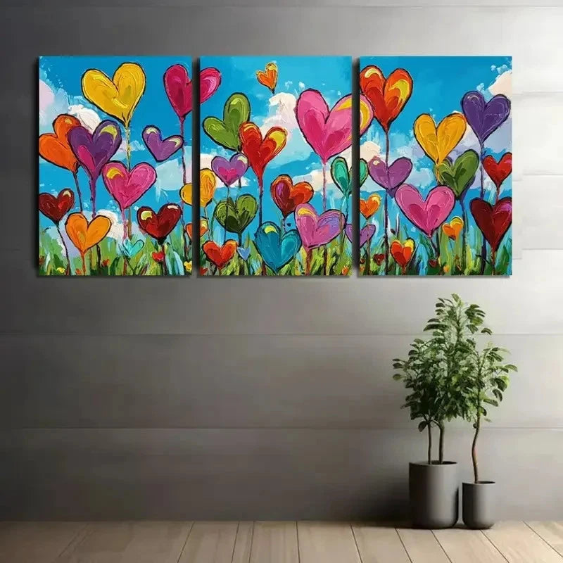 3pcs Countless Hearts Paintings And Posters Metal Print Ready to Hang Art