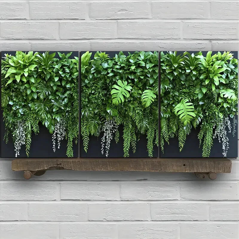 3pcs Green Plants Under the Sunshine Metal Print Ready to Hang Art