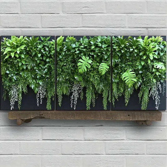 3pcs Green Plants Under the Sunshine Metal Print Ready to Hang Art