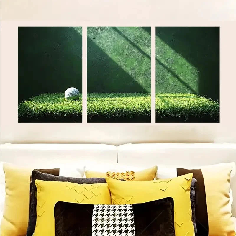 3pcs Golf Ball on Lush Grass Art Wall Art Set Canvas Framed 60x90cm - High Quality Print 100% Australian Made Wall Canvas Ready to Hang