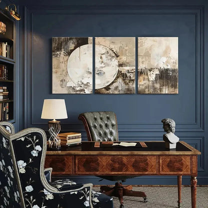 3pcs Abstract Art Modern Design Neutral Colors Metal Print Ready to Hang Art