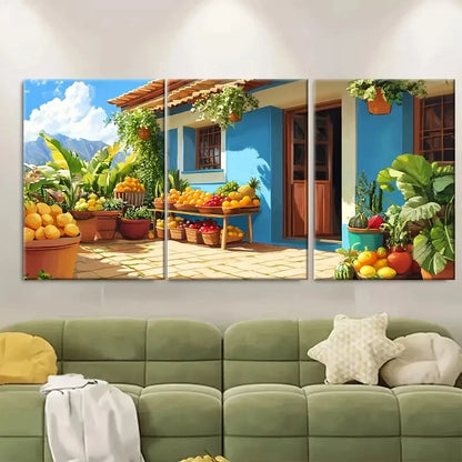 3pcs Ecuadorian Patio Art Print Canastas Metal Print Ready to Hang Art