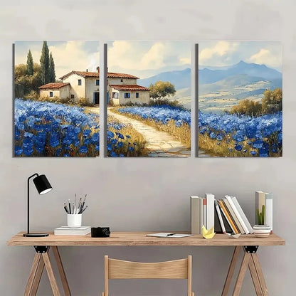 3pcs Rustic Watercolor Wildflower Metal Print Ready to Hang Art