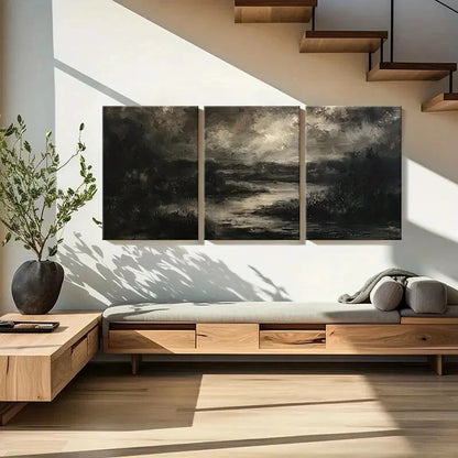 3pcs Dark Landscape Art Abstract Nature Metal Print Ready to Hang Art