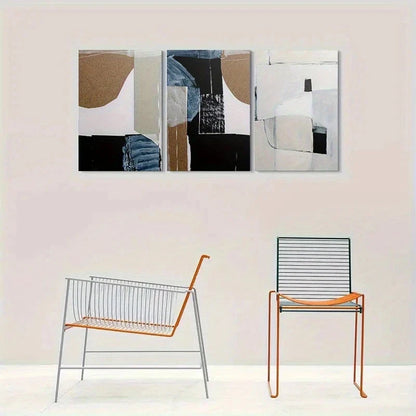 3pcs Modern Abstract Neutral Tone Metal Print Ready to Hang Art