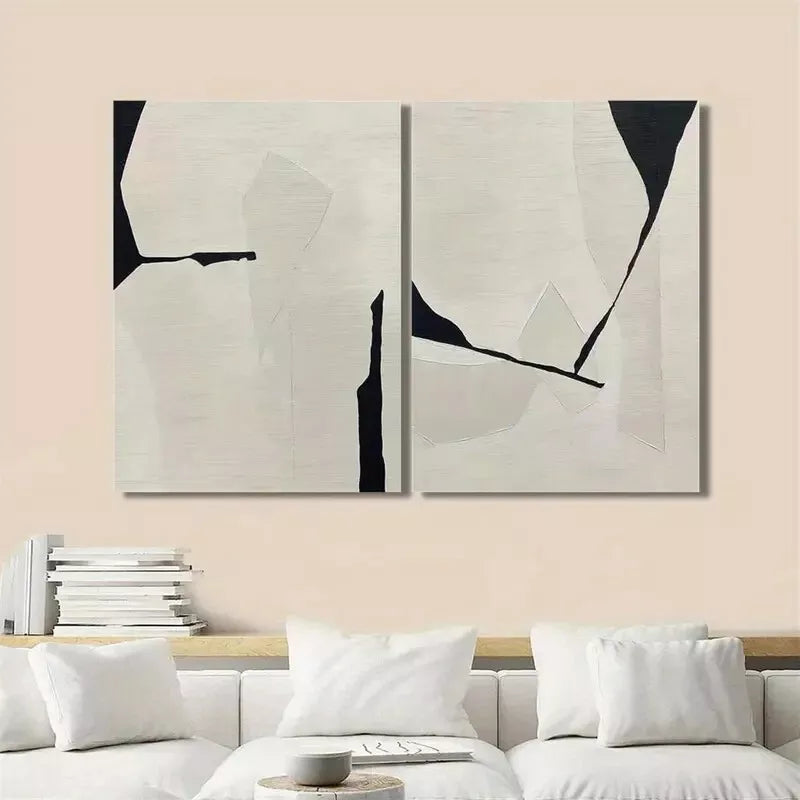 2pcs Black & Beige Wabi Sabi Style Canvas Framed 50x75cm - High Quality Print 100% Australian Made Wall Canvas Ready to Hang