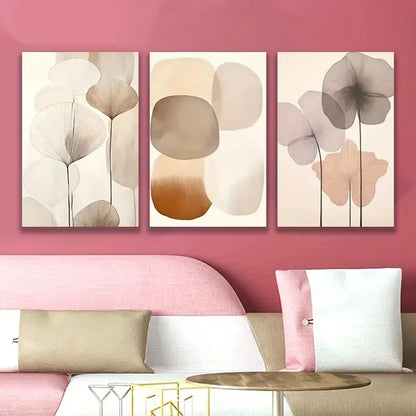 3pcs Abstract Neutral Toned Shapes Wall Art Set Canvas Framed 40x60cm - High Quality Print 100% Australian Made Wall Canvas Ready to Hang
