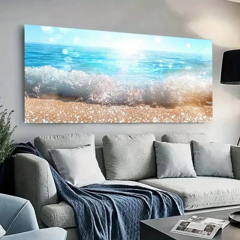 Sparkling Sunlight Beach wall canvas office home room framed 120x60cm - Bella Home Decor