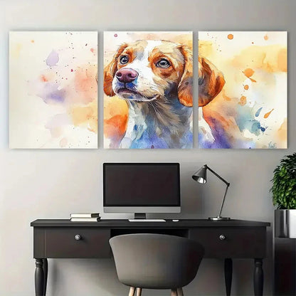 3pcs Vibrant Dog Portrait Pet Memorial Puppy Metal Print Ready to Hang Art