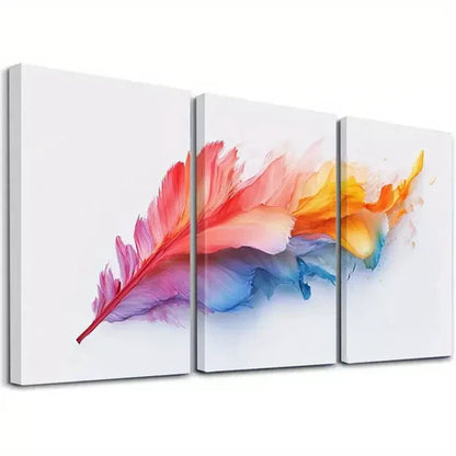 3pcs Vibrant Abstract Rainbow Splatter Wall Art Canvas Unframed - High Quality Print 100% Australian Made Wall Canvas