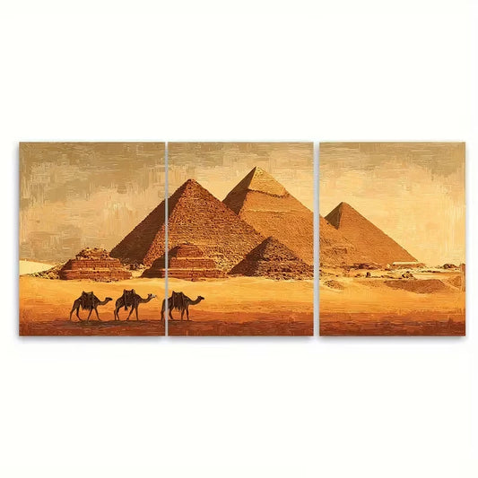 3pcs Cairo Great Pyramids Of Giza Metal Print Ready to Hang Art