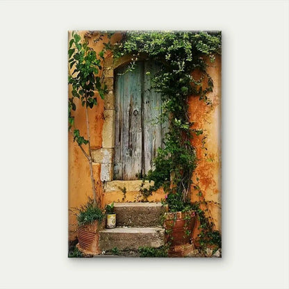 Charming Vine-Covered Door Metal Print Ready to Hang