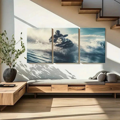 3pcs Ocean Waves Adventure Spirit Painting Metal Print Ready to Hang Art