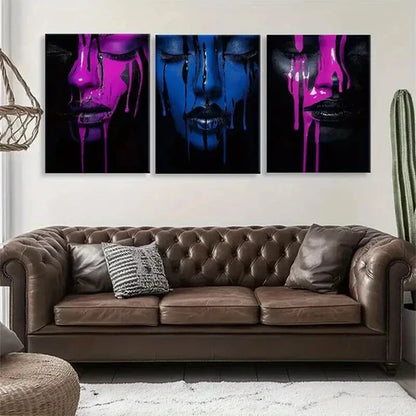 3pcs Emotional Dark Expression Drips Prefect Wall Art Canvas Unframed - High Quality Print 100% Australian Made Wall Canvas