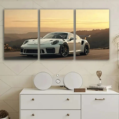 3pcs Modern Sport Car Posters Wall Art Set Canvas Framed 60x90cm - High Quality Print 100% Australian Made Wall Canvas Ready to Hang