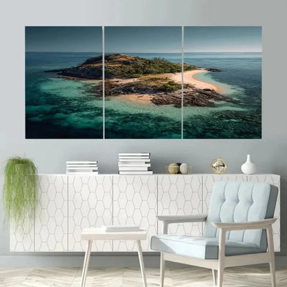 3pcs Lang Island, Queensland, Australia Wall Art Set Canvas Framed 50x70cm - High Quality Print 100% Australian Made Wall Canvas Ready to Hang