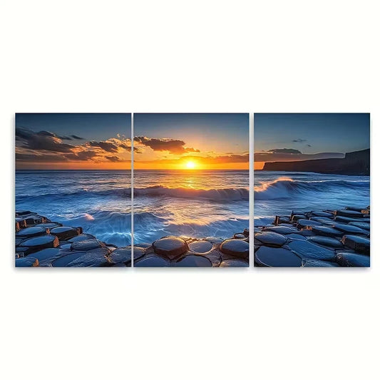 3pcs Giants Causeway Northern Ireland Metal Print Ready to Hang Art