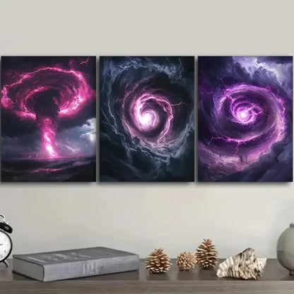 3pcs Tornado Art Deco Wall Art Set Canvas Unframed - High Quality Print 100% Australian Made Wall Canvas