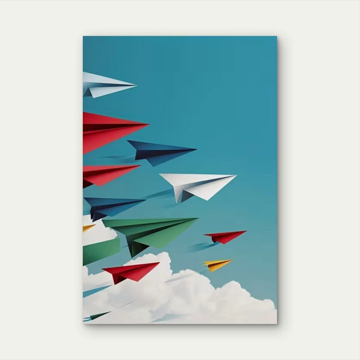 Colorful Paper Planes Soar Metal Print Ready to Hang