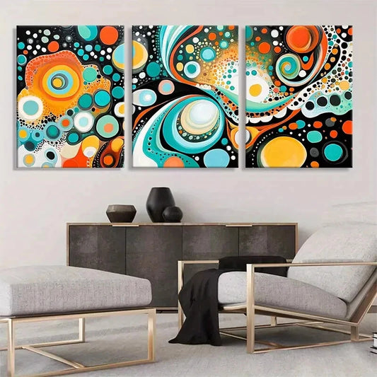 3pcs Abstract Geometric Circle Swirl Perfect Wall Art Set Canvas Framed 40x60cm - High Quality Print 100% Australian Made Wall Canvas Ready to Hang