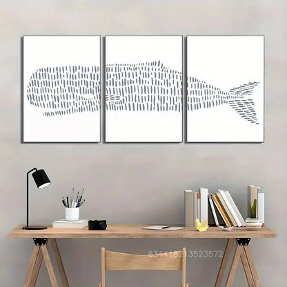 3pcs Whale Print Coastal wall art Metal Print Ready to Hang Art