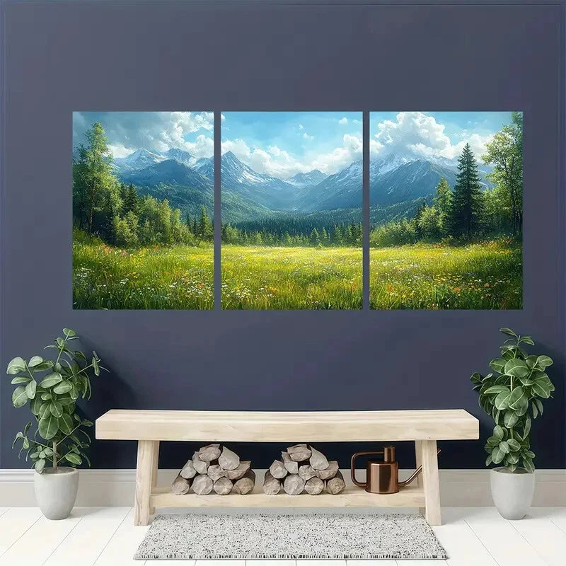 3pcs Addack Mountains Landscape Nature Scenery Metal Print Ready to Hang Art