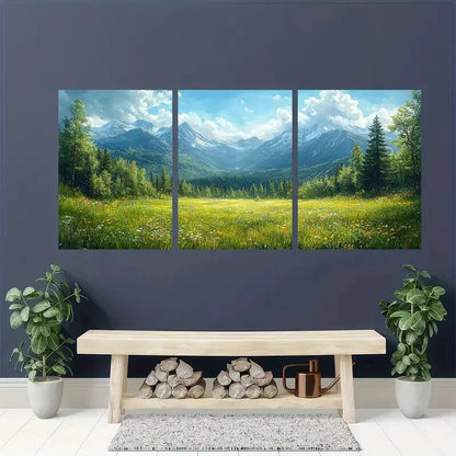 3pcs Addack Mountains Landscape Nature Scenery Metal Print Ready to Hang Art