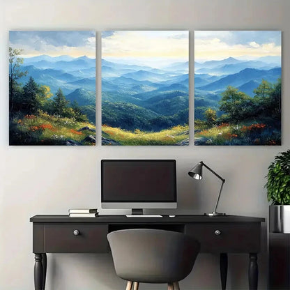 3pcs Blue Ridge North Carolina Landscape Travel Metal Print Ready to Hang Art