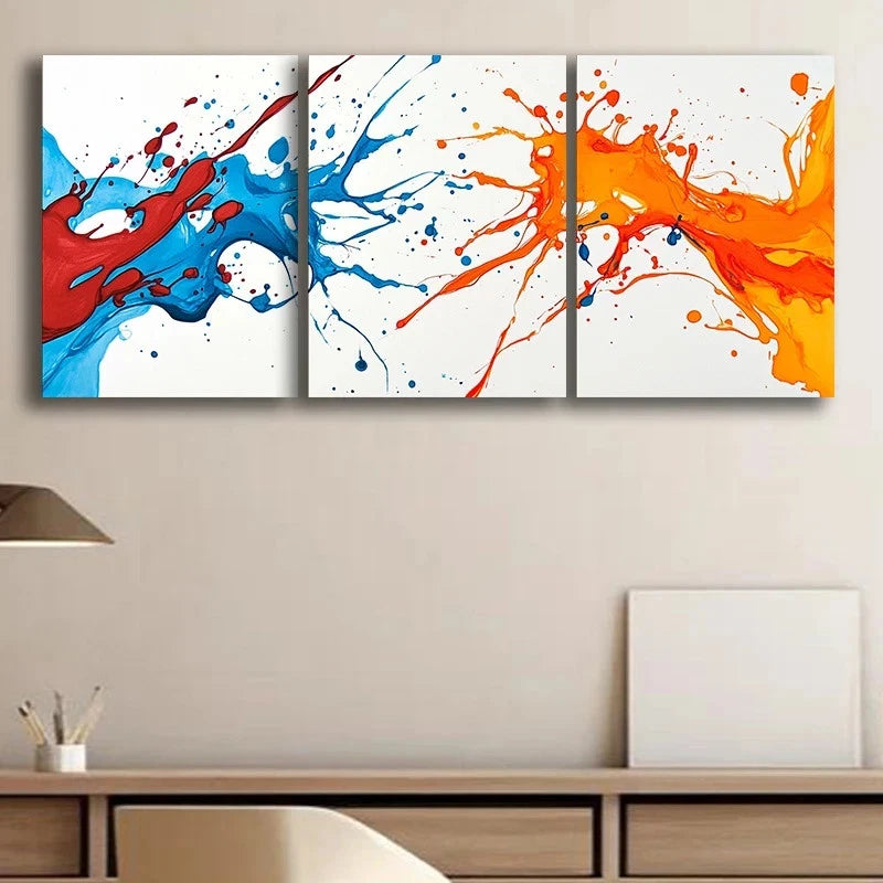 3pcs Abstract Splash Paint Design Metal Print Ready to Hang Art