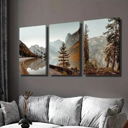 3pcs Dreamy Mountains and Trees Landscape Wall Art Set Canvas Framed 40x60cm - High Quality Print 100% Australian Made Wall Canvas Ready to Hang