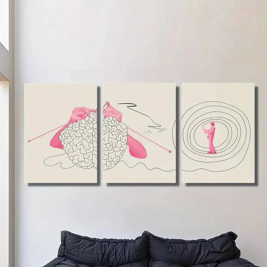3pcs Abstract Creative Concepts, Metal Print Ready to Hang Art