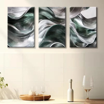 3pcs Wavy Abstract Design Wall Art Set Canvas Framed 60x90cm - High Quality Print 100% Australian Made Wall Canvas Ready to Hang