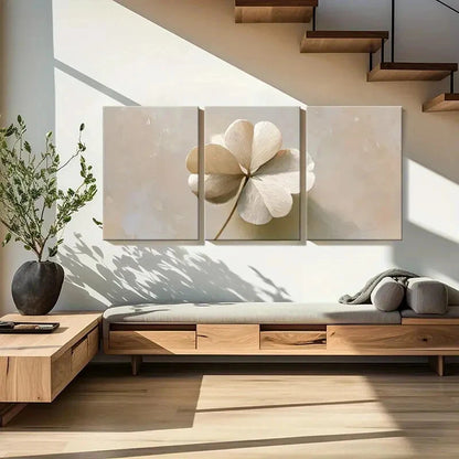 3pcs Abstract Floral Soft Texture Neutral Tones Metal Print Ready to Hang Art