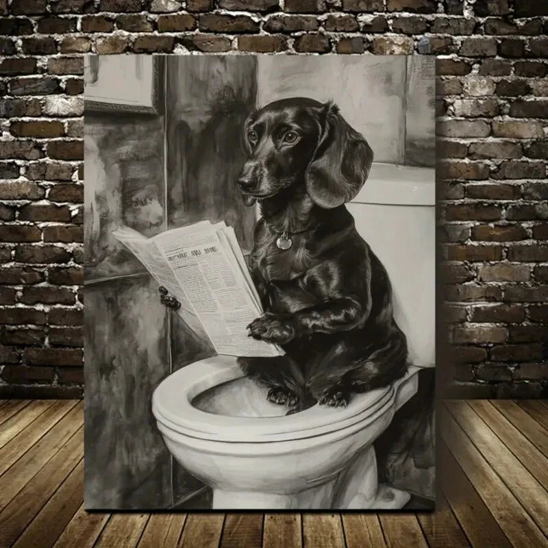 Beautiful Contemporary Dachshund Dog Painting 40x60cm Metal Print Ready to Hang