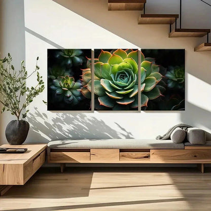 3pcs Succulent Plant Colorful Natural Beauty Metal Print Ready to Hang Art