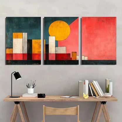3pcs Abstract Color Block Minimalist Perfect Wall Art Set Canvas Framed 40x60cm - High Quality Print 100% Australian Made Wall Canvas Ready to Hang