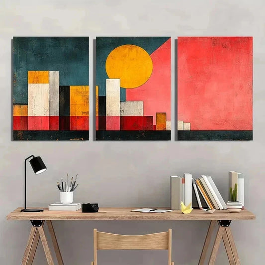 3pcs Abstract Color Block Minimalist Perfect Wall Art Set Canvas Framed 40x60cm - High Quality Print 100% Australian Made Wall Canvas Ready to Hang