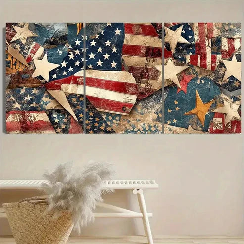 3pcs Patriotic American Wall Art Set Canvas Unframed – High Quality Print 100% Australian Made Wall Canvas