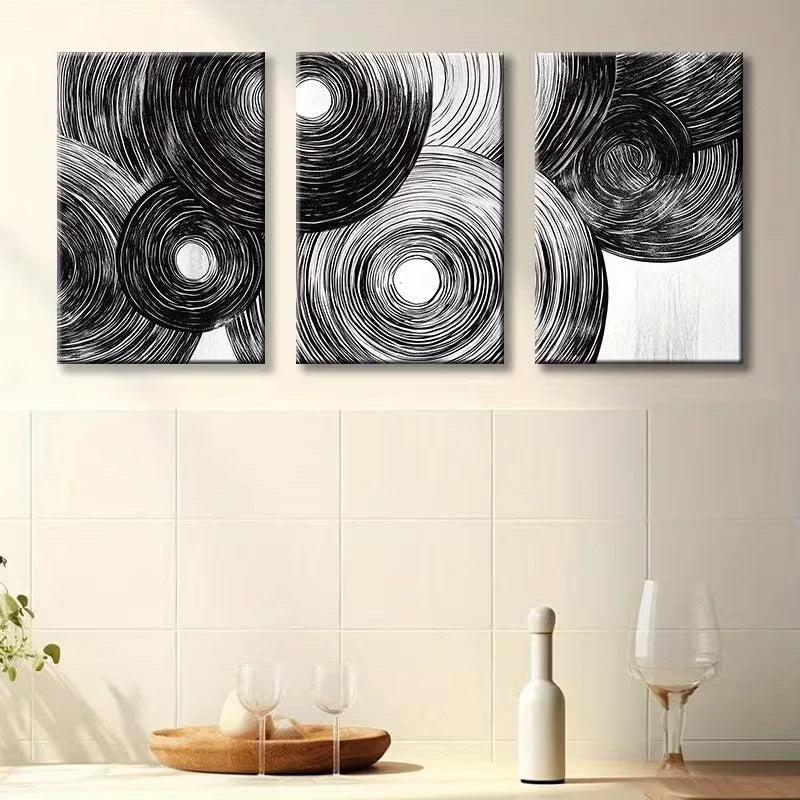 3pcs Abstract Wood Rings Wall Art Set Canvas Framed 60x90cm - High Quality Print 100% Australian Made Wall Canvas Ready to Hang