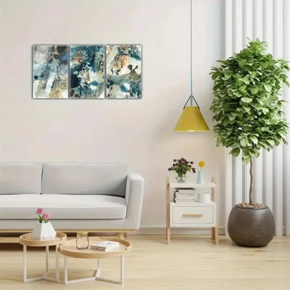 3pcs Watercolor Style Decorative Poster Green Metal Print Ready to Hang Art