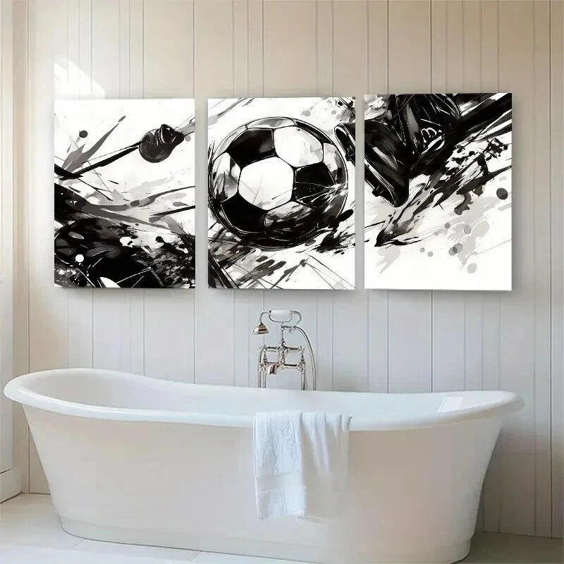 3pcs Abstract Football Dynamic Game Perfect Wall Art Set Canvas Framed 40x60cm - High Quality Print 100% Australian Made Wall Canvas Ready to Hang