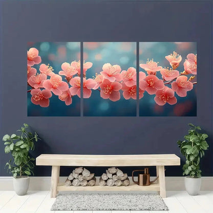 3pcs Lagerstroemia Flower Painting Print Metal Print Ready to Hang Art