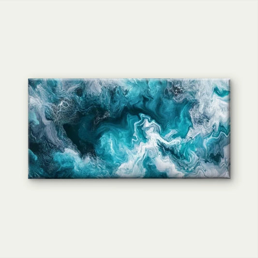Abstract Blue Tone Brushstrokes Wall Art Canvas Office Home Room Framed 120x60cm