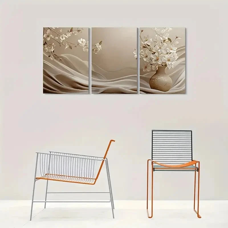 3pcs Painting Modern Abstract Floral Wall Art Set Canvas Framed 60x90cm - High Quality Print 100% Australian Made Wall Canvas Ready to Hang